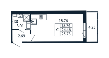 Студия, 24&nbsp;м²