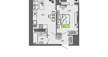 Студия, 38&nbsp;м²