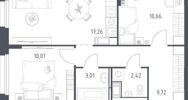 2-к. квартира, 53&nbsp;м²