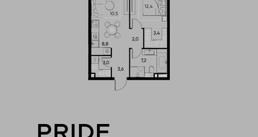 2-к. квартира, 52&nbsp;м²