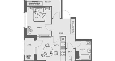 2-к. квартира, 53&nbsp;м²