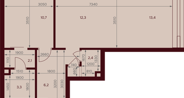 1-к. квартира, 52 м²