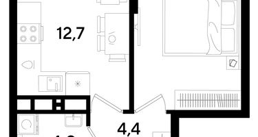 1-к. квартира, 34&nbsp;м²