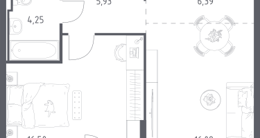 1-к. квартира, 49&nbsp;м²