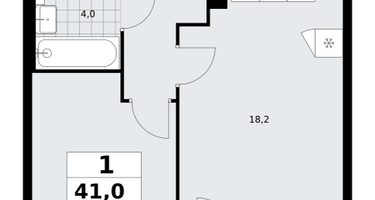 1-к. квартира, 41 м²