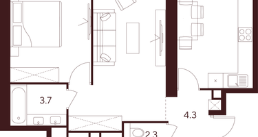 2-к. квартира, 54&nbsp;м²