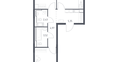 2-к. квартира, 55&nbsp;м²