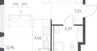 Студия, 26&nbsp;м²
