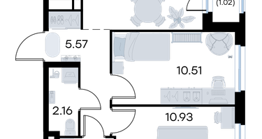 2-к. квартира, 44 м²