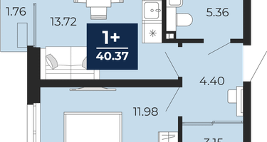 1-к. квартира, 38 м²