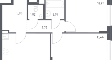 2-к. квартира, 53&nbsp;м²