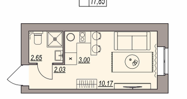 Студия, 17 м²