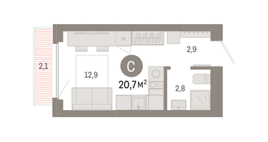 Студия, 20&nbsp;м²