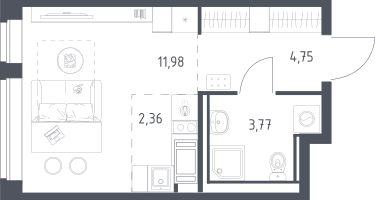 Студия, 22&nbsp;м²