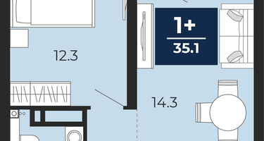 1-к. квартира, 35 м²