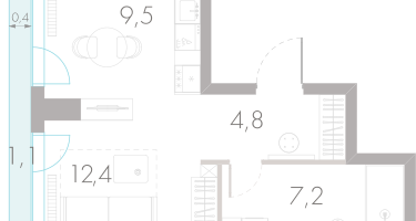 Студия, 35&nbsp;м²