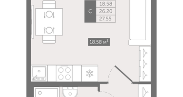 Студия, 27&nbsp;м²
