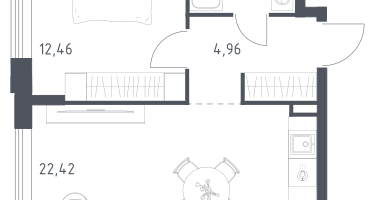 Студия, 43&nbsp;м²