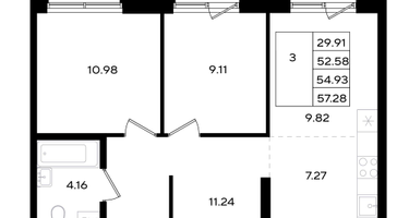 3-к. квартира, 54&nbsp;м²