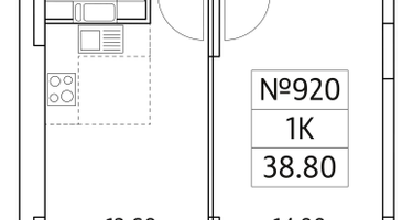1-к. квартира, 38&nbsp;м²