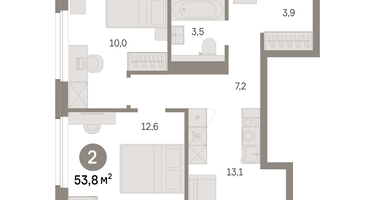 2-к. квартира, 53&nbsp;м²