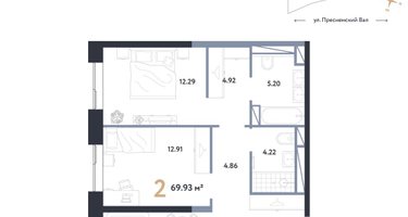 2-к. квартира, 69 м²