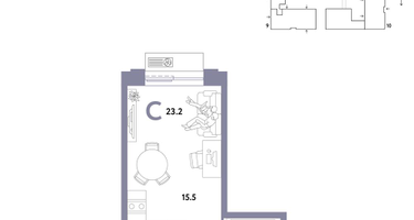 1-к. квартира, 23&nbsp;м²