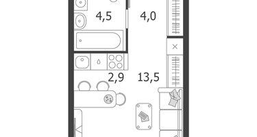 Студия, 24&nbsp;м²