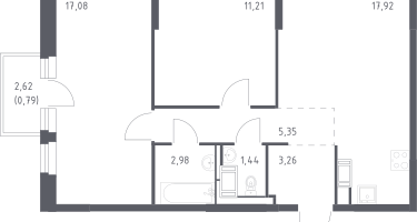 2-к. квартира, 60&nbsp;м²