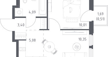 Студия, 33&nbsp;м²