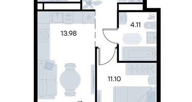 1-к. квартира, 41&nbsp;м²