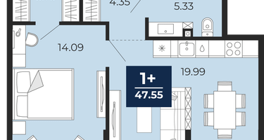 1-к. квартира, 47 м²