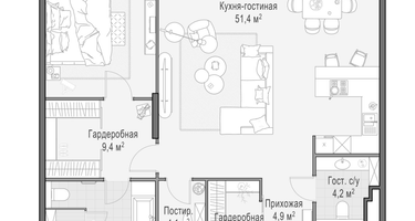 3-к. квартира, 104 м²