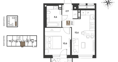 1-к. квартира, 35 м²