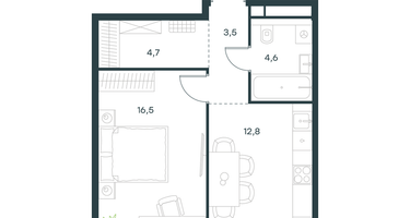1-к. квартира, 42&nbsp;м²
