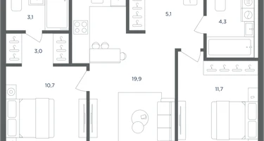 2-к. квартира, 57&nbsp;м²