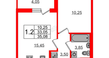 1-к. квартира, 33 м²