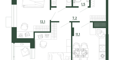 2-к. квартира, 49&nbsp;м²