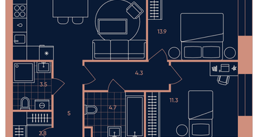 3-к. квартира, 66&nbsp;м²