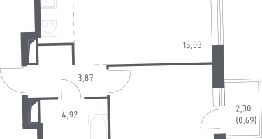 Студия, 39&nbsp;м²