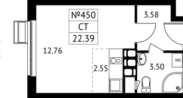 Студия, 22&nbsp;м²