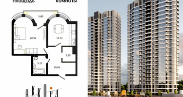 1-к. квартира, 55&nbsp;м²