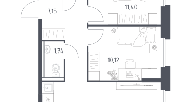 2-к. квартира, 53&nbsp;м²