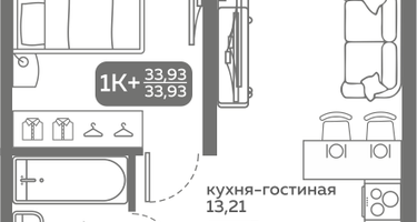 1-к. квартира, 33 м²
