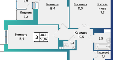3-к. квартира, 65&nbsp;м²