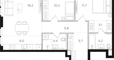 2-к. квартира, 70&nbsp;м²