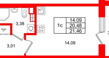 Студия, 20&nbsp;м²