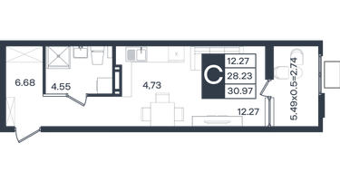 Студия, 30&nbsp;м²