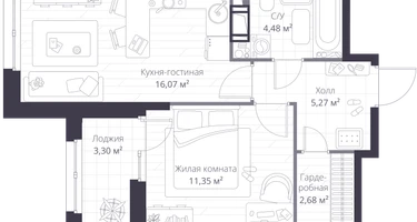 Студия, 41&nbsp;м²
