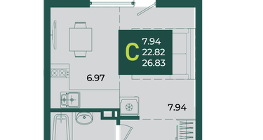 Студия, 26&nbsp;м²